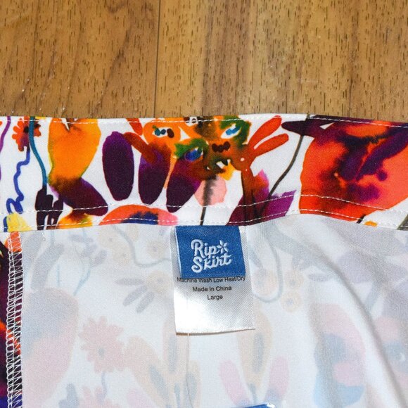 NWT RipSkirt Hawaii Posie Pink Floral Print‎ Wrap Skirt Sz LG - Picture 3 of 4